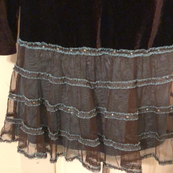 EUC Biscotti brown & teal velour/tulle winter dress. Size 5. Absolutely stunning - Picture 3 of 5